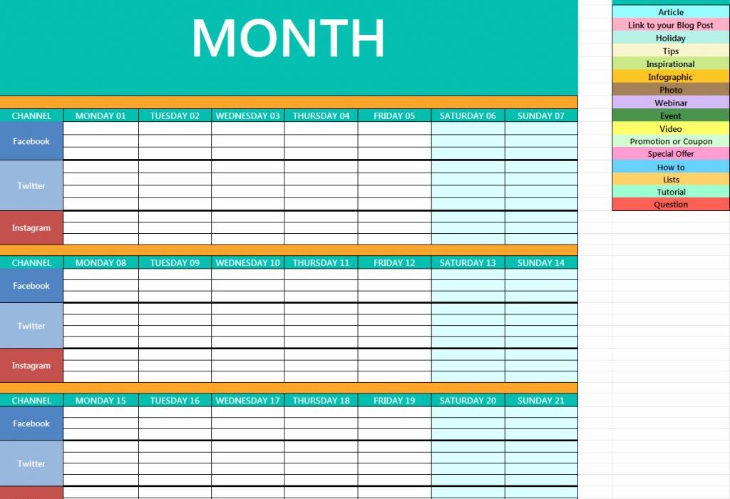 Content marketing calendar templates