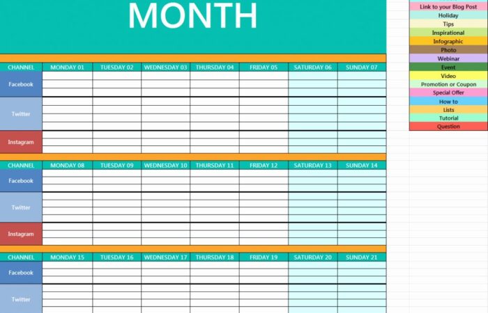 Content marketing calendar templates