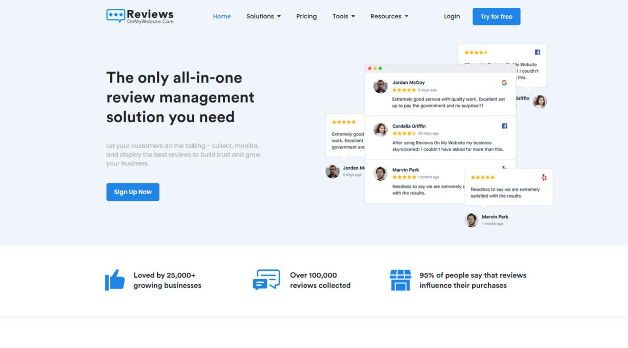 Online review management services